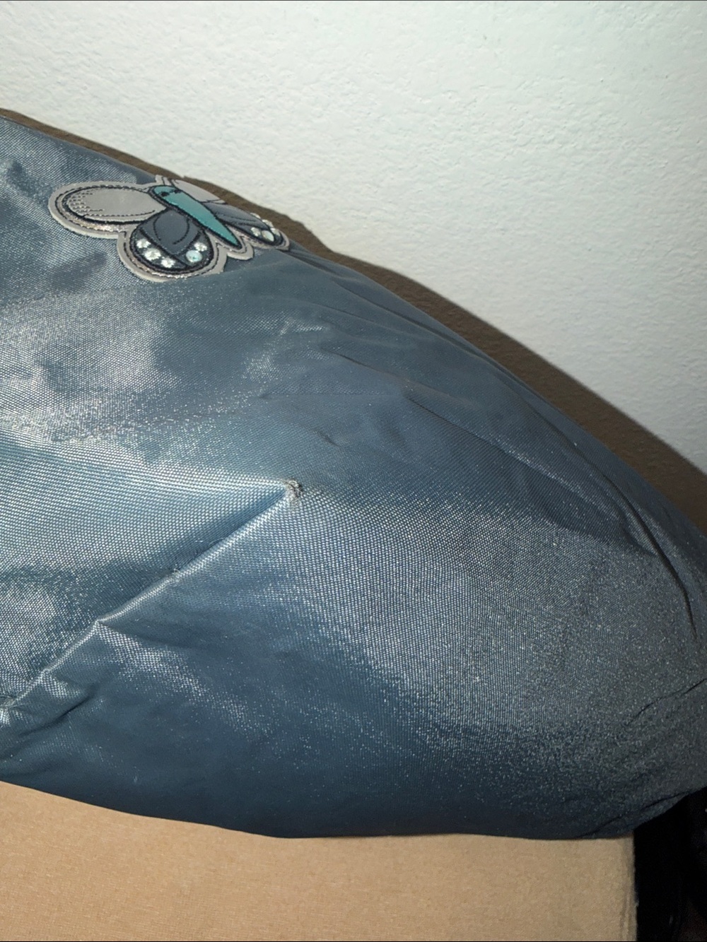 Longchamp Blue Embroidered Patches Nylon and Leather Le Pliage Tote - Picture 11 of 14